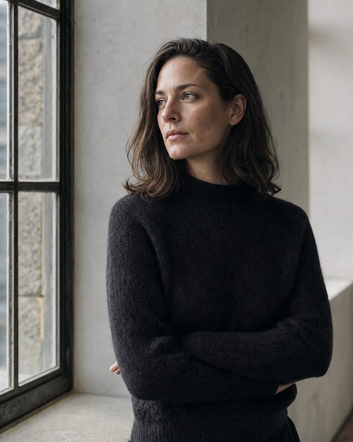 Ines Doray, director of private sales at Velora Properties, photographed in soft daylight beside a tall window.